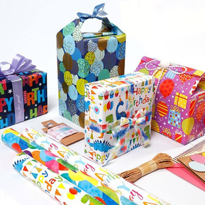 <b>Big</b> Size Roll Gift Wrapping Paper Cartoon Birthday Pattern Creative Package Kit With Color <b>Balloons</b> - Product Image 1