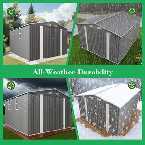 Capanno per Attrezzi da Giardino 10x12FT, Resistente ed Ecologico, in Acciaio, Facile da Montare, per Uso in Ogni Condizione Meteo, Antiruggine, Impermeabile, Chiudibile a Chiave - Product Image 2