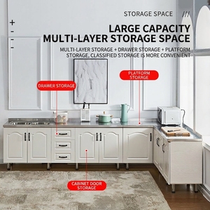 Mobile da Cucina per Esterni in Acciaio Inossidabile con Pannello in Melamina, Facile Montaggio, Design Moderno Minimalista, per Uso Domestico e Noleggio, Economico, con Fornello - Product Image 2