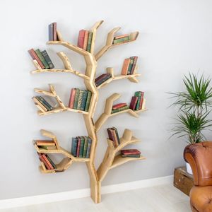 Étagère à livres rustique en bois massif pour décoration intérieure - Product Image 1