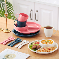 Assiette segmentée de style japonais avec ensemble de vaisselle pour enfants, assiette à riz à trois compartiments, assiette à collation segmentée, assiette à petit-déjeuner