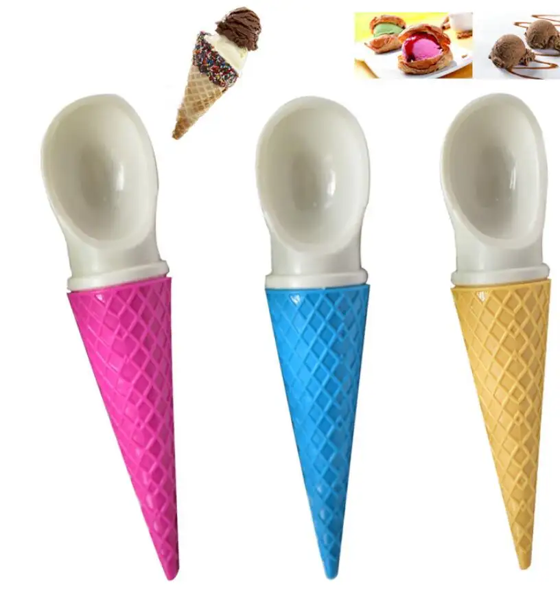 No-Slip Handle Plastic Cone-shaped Ice Cream Scoops for Ice Creams Cookies Doughs and Melons