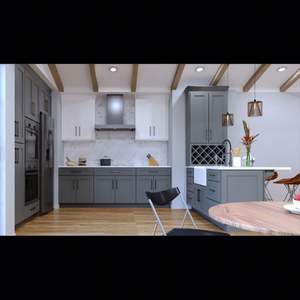 Gabinetes de Cocina Estilo Shaker Gris Moderno Americano Personalizados, Muebles de Cocina Modulares Clásicos con Isla para Apartamento - Product Image 5