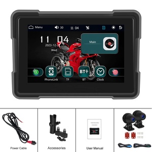 Podofo 5 ''xe máy xách tay Carplay màn hình & Android tự động ống kính kép DVR Màn hình IP67 không thấm nước + phía trước/phía sau máy ảnh - Product Image 6