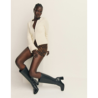 Bout carré large mollet bloc talon épais haut automne 2025 daim avec fermeture éclair latérale pour les femmes sur le genou bottes hautes replier