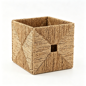 Panier carré tressé en jonc de mer fait main, écologique, multi-usages, tailles personnalisées, prix usine pour articles ménagers - Product Image 1