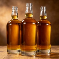 Bouteille en verre vide transparente de qualité alimentaire de luxe de 500 à 750 ml avec un bon système d'étanchéité, gravure personnalisée, bouteille en verre pour whisky, vodka, gin