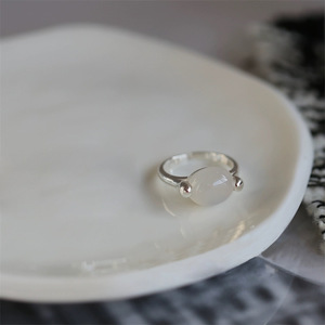 Natural White Chalcedony <b>Open</b> <b>Ring</b> S925 Sterling Silver Water Drop Shape Bezel Setting Women's Everyday Wear Jewelry - Product Image 2
