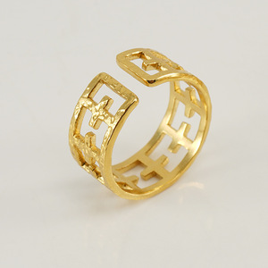 Geometric Gold Openwork Stainless Steel Ring For Women Gift Jewelry - Product Image 3