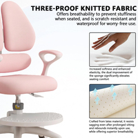 Chaise de bureau pour enfants, dossier réglable sur trois niveaux, accoudoirs pivotants et repose-pieds, chaise ergonomique pour filles et garçons