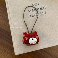 Breloques de sac en peluche miniatures Kawaii (ours, chien), pendentifs suspendus en forme de tête d'animal moelleuse avec bonnet tricoté d'hiver, porte-clés en polaire douce avec cordon pour sac à dos