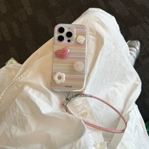 เคสโทรศัพท์ลายทางสีสันสดใส ประดับหัวใจ 3 มิติ ดอกไม้ และอัญมณี สำหรับ iPhone 17 Pro Max 16 15 14 สำหรับผู้หญิง - Product Image 4