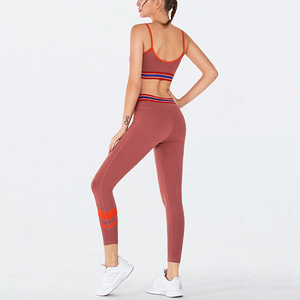 2020 High Waist Woman Sportswear Gym Fitness Yoga Sets 2 Piece Running Yoga Bra Pants Activewear - Product Image 4