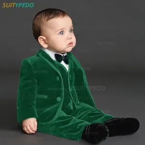 Velours Mode Garçon Costume Ensemble Gilet + <span class=keywords><strong>Pantalon</strong></span> + 3PCS Enfants Gentleman Effectuer Tenue Enfants Costumes Marié <span class=keywords><strong>Mariage</strong></span> Formel Tuxedos - Product Image 5