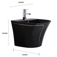 Articles sanitaires modernes en céramique de luxe Ensemble de toilette de couleur grise Lavabo sur pied suspendu au mur Ensemble de toilette en céramique pour salle de bain une pièce