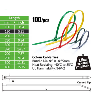 自锁尼龙扎带环保100毫米白色和黑色拉链扎带制造商从中国批发 - Product Image 4