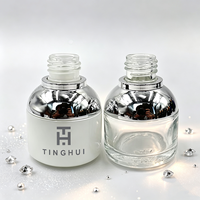 Flacons compte-gouttes en verre d'huile de visage vide avec placage or argent collier 20ml 30ml sérum rond flacon compte-gouttes à ampoule blanche
