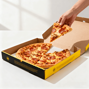 Giao hàng bánh <span class=keywords><strong>Pizza</strong></span> Hộp kích thước khác nhau thực phẩm tùy chỉnh in logo 10inch 12inch 14inch <span class=keywords><strong>Pizza</strong></span> sáo sóng hộp carton Takeaway - Product Image 3