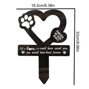 Wooden Pet <strong>Memorial</strong> Funeral <strong>Plaque</strong> with Art Deco Design <strong>for</strong> Cemetery or <strong>Garden</strong> Yard Decoration Features Pet Footprint Insert - Product Image 2