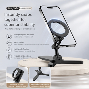 Magnetic Phone Mount Aviation Aluminum Dual Bearing 360 Degree <b>Rotation</b> 2 in 1 Ring Stand for Car <b>Desk</b> Kitchen Yoga - Product Image 3