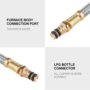 Adaptateur de gaz butane avec tuyau tressé haute pression de 40, 50, 60, 80, 100, <span class=keywords><strong>150</strong></span>, 200 cm pour réchauds de camping et cartouches externes - Product Image 2