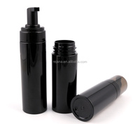 Bouteilles en plastique PET avec pompe à mousse, forme cylindrique, couleur noire, impression de logo OEM, 100 ml, 120 ml, 150 ml, 180 ml, 200 ml, 250 ml, pour savon liquide
