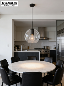Modern Minimalist Style Single Head Pendant <b>Light</b> Luxury Metal Bedside Glass Ball Design Small E26 Bulb for Bedrooms HM-HR-056 M - Product Image 5