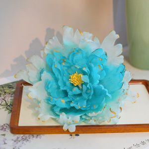 New handmade Tang style 3D extra-<b>large</b> hot stamped peony hair clip, Hanfu headdress, hair <b>ornament</b>, hot stamped flower hair - Product Image 4