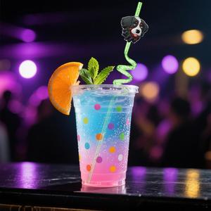 Animal de dibujos animados creativo PVC personalizado lindo fiesta 3D pajitas de vidrio taza accesorios de decoración Topper - Product Image 1