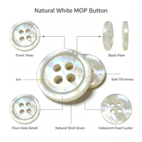 Boutons en nacre blanche naturelle à 4 trous, de haute qualité, nouveau design fantaisie, double face, pour vêtements