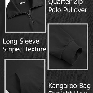 Unisex Regular Fit Half Zip Printed Long Sleeve Casual Polo Mock Neck Autumn Cotton Pocket <b>Men's</b> <b>Pullover</b> <b>Jacket</b> - Product Image 5