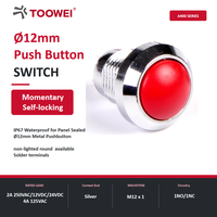 Interrupteur à bouton-poussoir momentané à verrouillage automatique TOOWEI 4A 125VAC avec coque métallique brillante