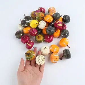 Halloween Artificial Mini Fake Pumpkins Gourds Maple Leaves Pine Cones Acorns Fall Harvest Thanksgiving Party Decor