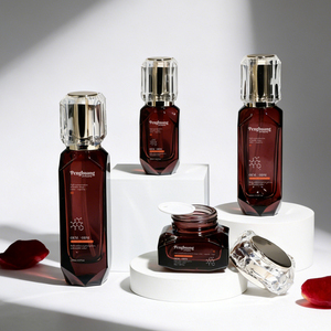 Ensemble de flacons cosmétiques en verre mat à fond épais de forme irrégulière, pots de crème pour le visage de 50 g, flacons de lotion de 40/100/120 ml, impression sur écran pour masque facial - Product Image 2