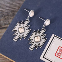 Vente en gros de bijoux cowgirl western boucles d'oreilles pendantes aztèques clous turquoise Navajo en pierre crème boucles d'oreilles pendantes en fausse pierre crème