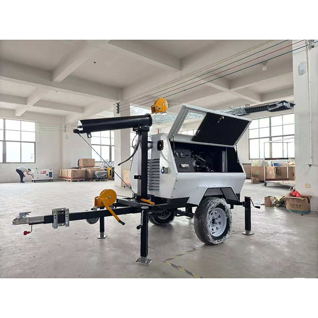 5kW 10kW Trailer Mounted LED Lighting Tower Generators for Construction Mining and Outdoor Events