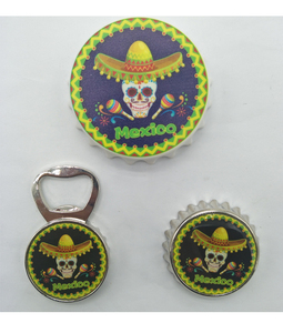 Abrebotellas con estampado de resina personalizada, abridor de botellas de calavera <span class=keywords><strong>mexicana</strong></span>, imán de nevera, recuerdo <span class=keywords><strong>mexicana</strong></span> - Product Image 6