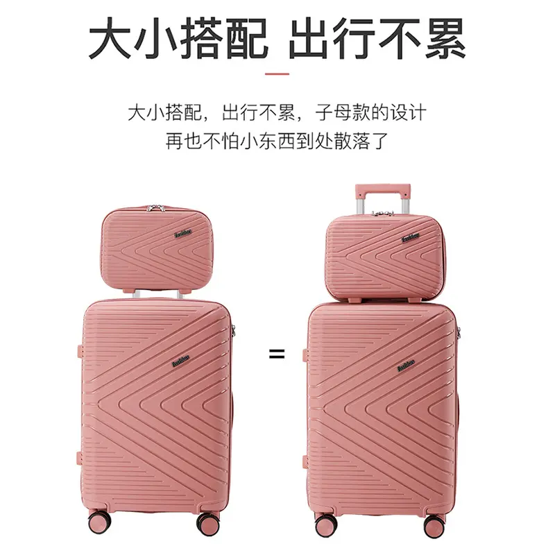 Fabrika doğrudan toptan PP bagaj seti 20 inç bagaj arabası çantası 4 adet PP bagaj setleri 360 derece tekerlekler ile seyahat