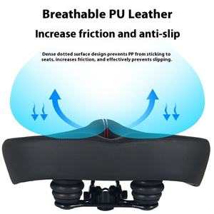 Sillín de <span class=keywords><strong>Bicicleta</strong></span> Extra Grande de Cuero PU para <span class=keywords><strong>Hombre</strong></span>, Amplio, con Espuma Viscoelástica, Absorbente de Impactos, Engrosado, para Ciclismo de Montaña, Ventilación Simple - Product Image 5