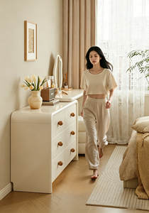 Nouvelle <span class=keywords><strong>commode</strong></span> de design avec tiroirs, style blanc crème, table de maquillage, coiffeuse de chambre avec armoire de rangement - Product Image 5