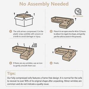 Sofá Seccional en Forma de L, Sofá Modular de 4 Plazas Tapizado en Chenille, Estilo Nube sin Estructura, <span class=keywords><strong>para</strong></span> Sala de Estar - Product Image 6