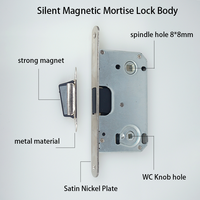 BBDHOME WC Porte de salle de bain Milieu 9050 Nickel satiné Corps de serrure magnétique silencieux