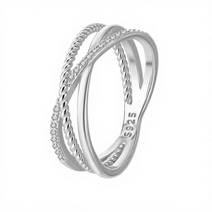 Adodo Jewelry Fashion 925 Sterling <b>Silver</b> Micro Insert 1MM VVS GRA Moissanite <b>Cross</b> Design Eternity Band Fine Dazzling Gift - Product Image 2