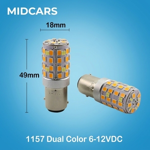 Ampoule LED BAY15D 6V <span class=keywords><strong>12V</strong></span> 1157 à double couleur blanc ambre pour clignotant de voiture classique vintage, non polarisée - Product Image 1