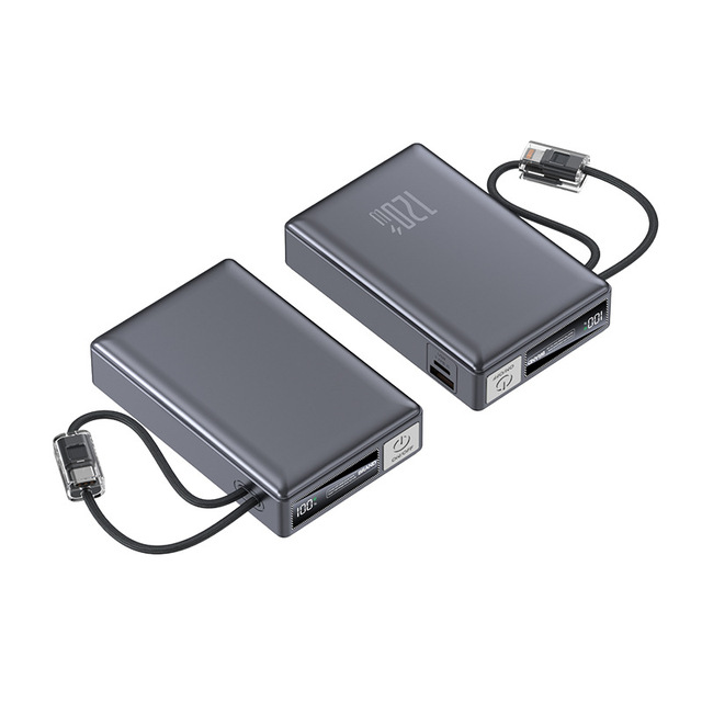 20000mAh Super Fast Charging 22.5W Dual Port Mobile Power Bank High Capacity Built-In Cable with Micro USB Input LED Display