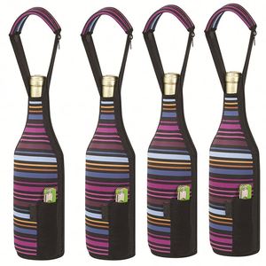 Neoprene Wine <b>Bottle</b> Cooler Bag with Two Zippers Single 750ml Champagne <b>Bottle</b> Cover Sleeve Handle Opener Pocket - Product Image 6