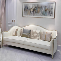 Amerikanisches Luxus-Sofa im Schlichten Lederdesign, Moderner Französischer Creme-Stil, Wohnzimmer-Kombination, Kleine Möbel