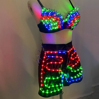 Nouvelle application de programmation pour mode clignotant, soutien-gorge LED couleur pleine et short lumineux, pour danseuses Gogo sexy, à piles, Noël, Anniversaire
