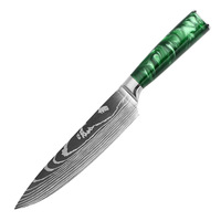 Ensembles de couteaux de cuisine Damas Laser Pattern Chef Knife Super Sharp Professional Stainless Steel Cleaver Santoku Cooking Knife Set