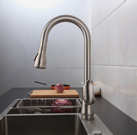 Robinet de lavabo de salle de bain en acier inoxydable à montage sur comptoir, monocommande, design moderne, finition chromée, rotation à 360 degrés, douchette extractible